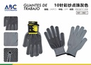 Guantes de trabajo de 10 agujas de hilo de color con cuentas gris