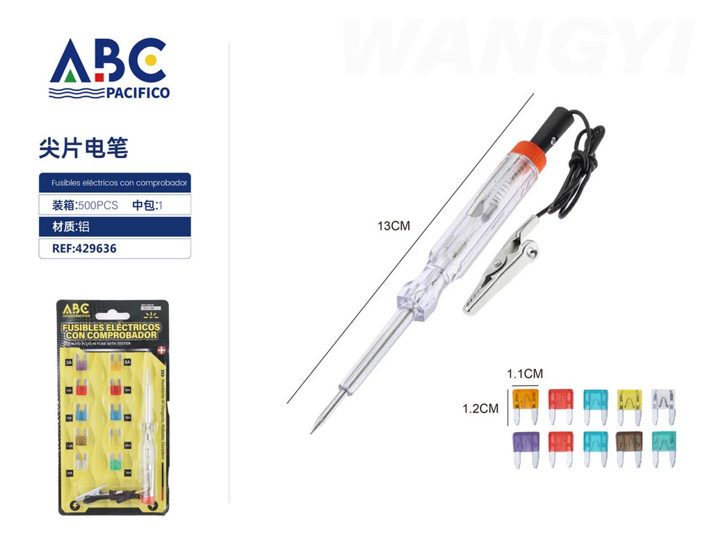 Set de fusibles para carro con probador de voltaje 11 piezas 1.2*1.1cm
