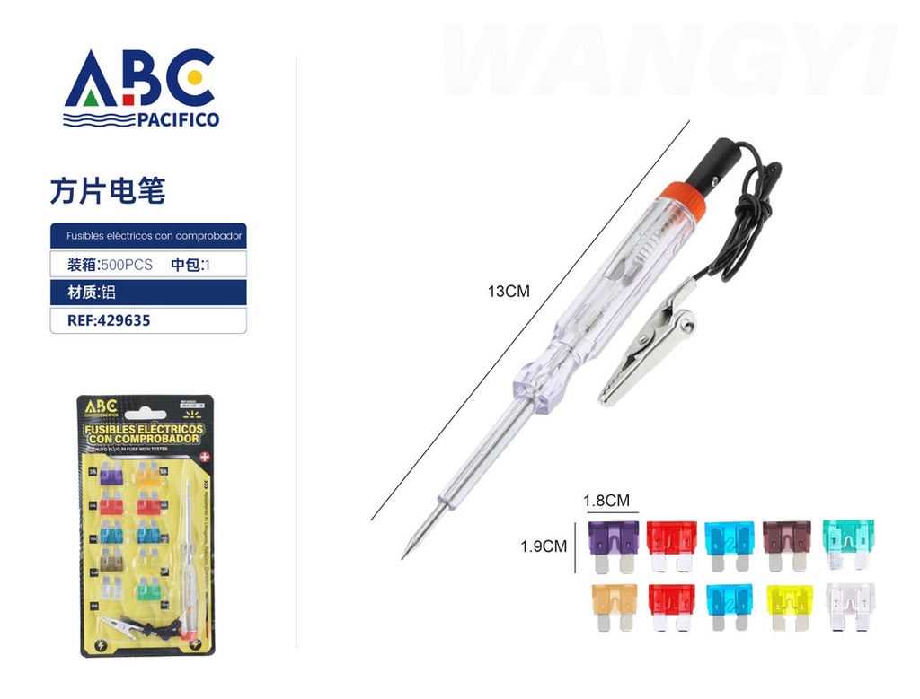 Set de fusibles para carro con probador de voltaje 11 piezas 1.9*1.8cm