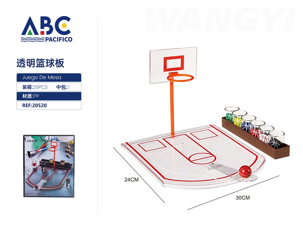 Tablero de baloncesto transparente 30*24cm