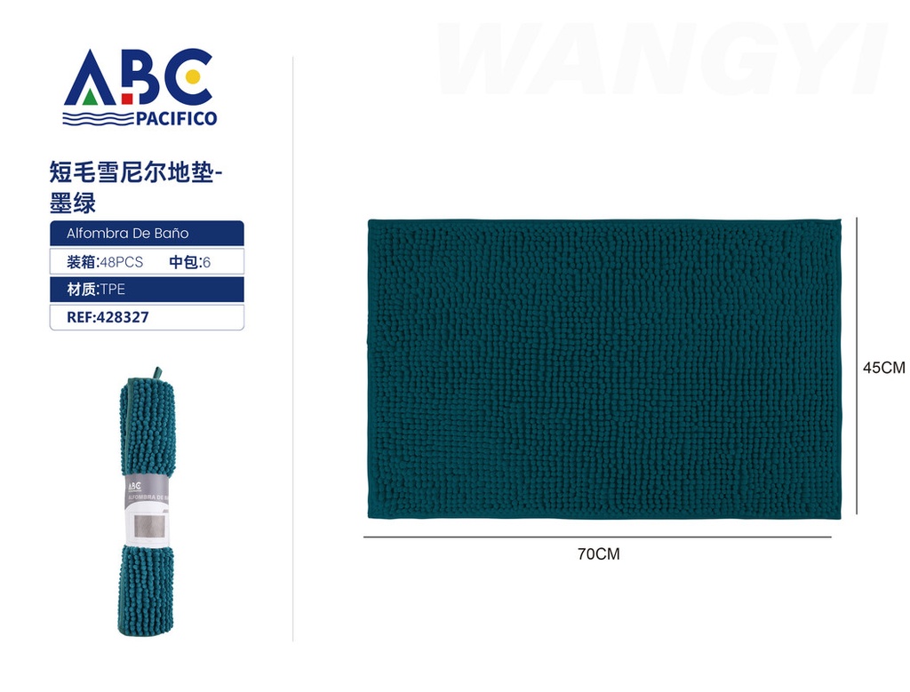 Tapete rectangular de tela para baño verde 45*70cm