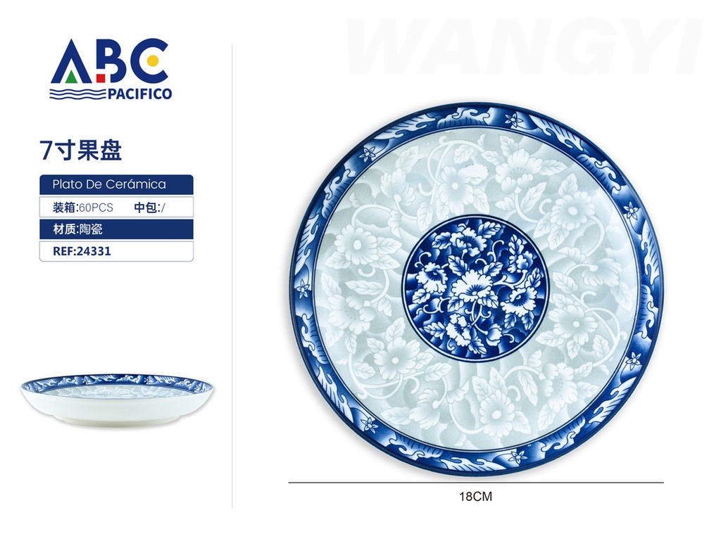 Plato hondo redondo de cerámica con diseño 18cm