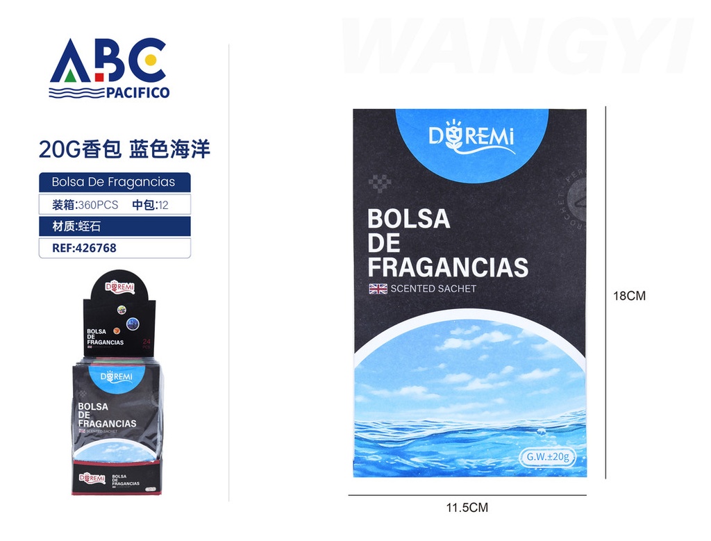 Sobre aromatizante de 20g, azúl océano