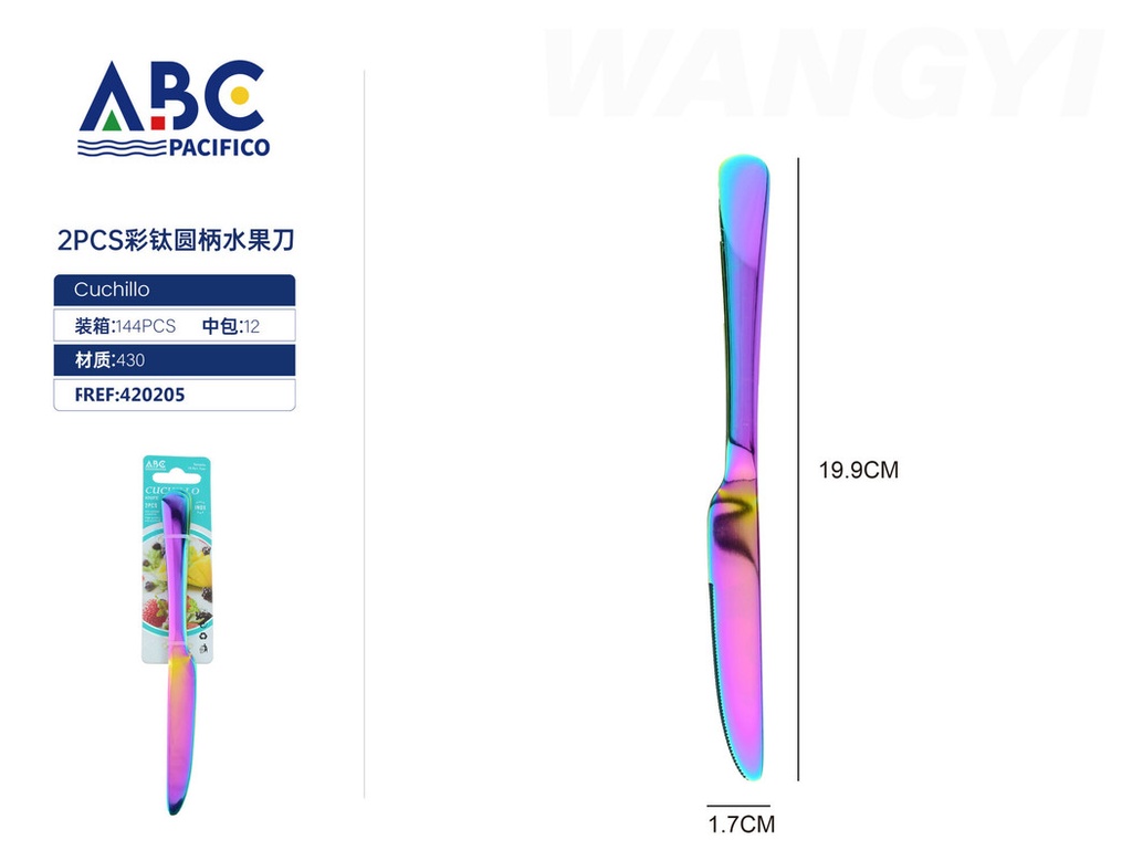 Cuchillo de fruta con mango redondo color titanio, set de 2 piezas