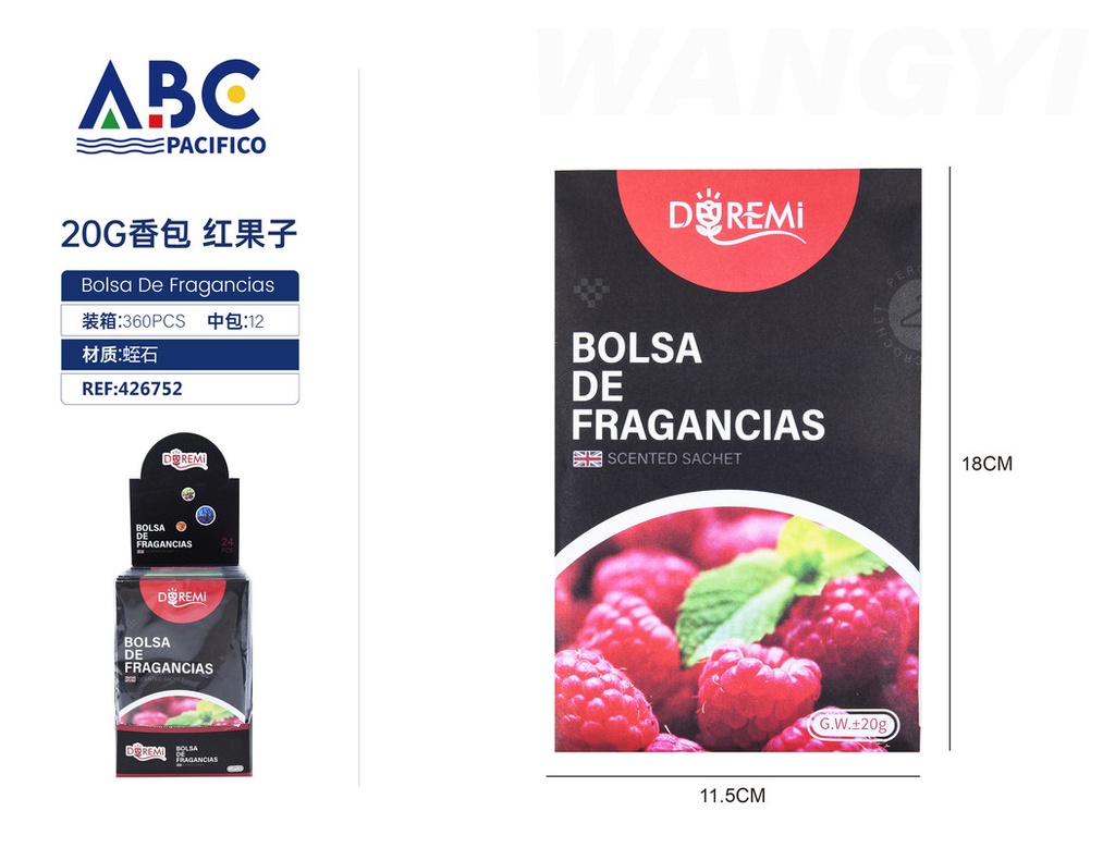Sobre aromatizante de 20g, frutos rojos