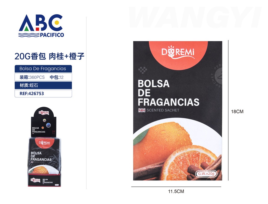 Sobre aromatizante de 20g, naranja+canela