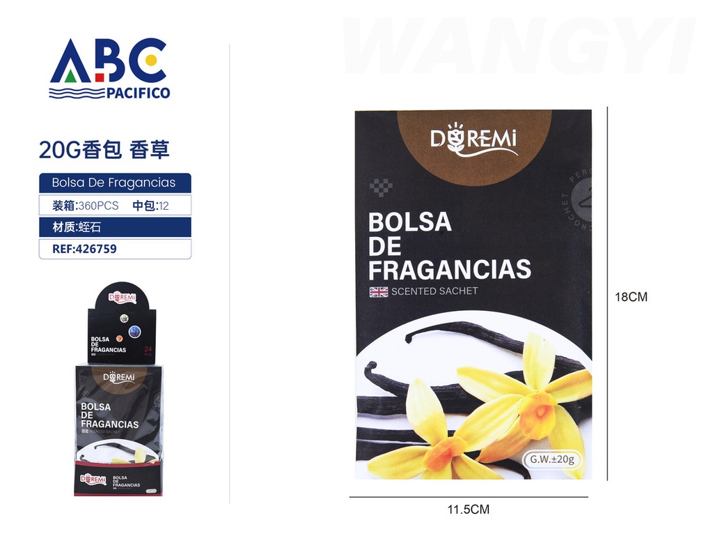 Sobre aromatizante de 20g, vainilla