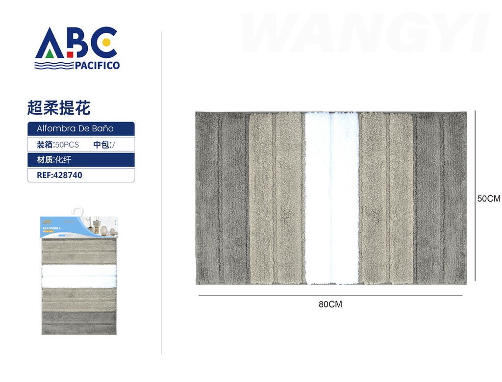 Tapete rectangular de tela para baño multicolor 50*80cm