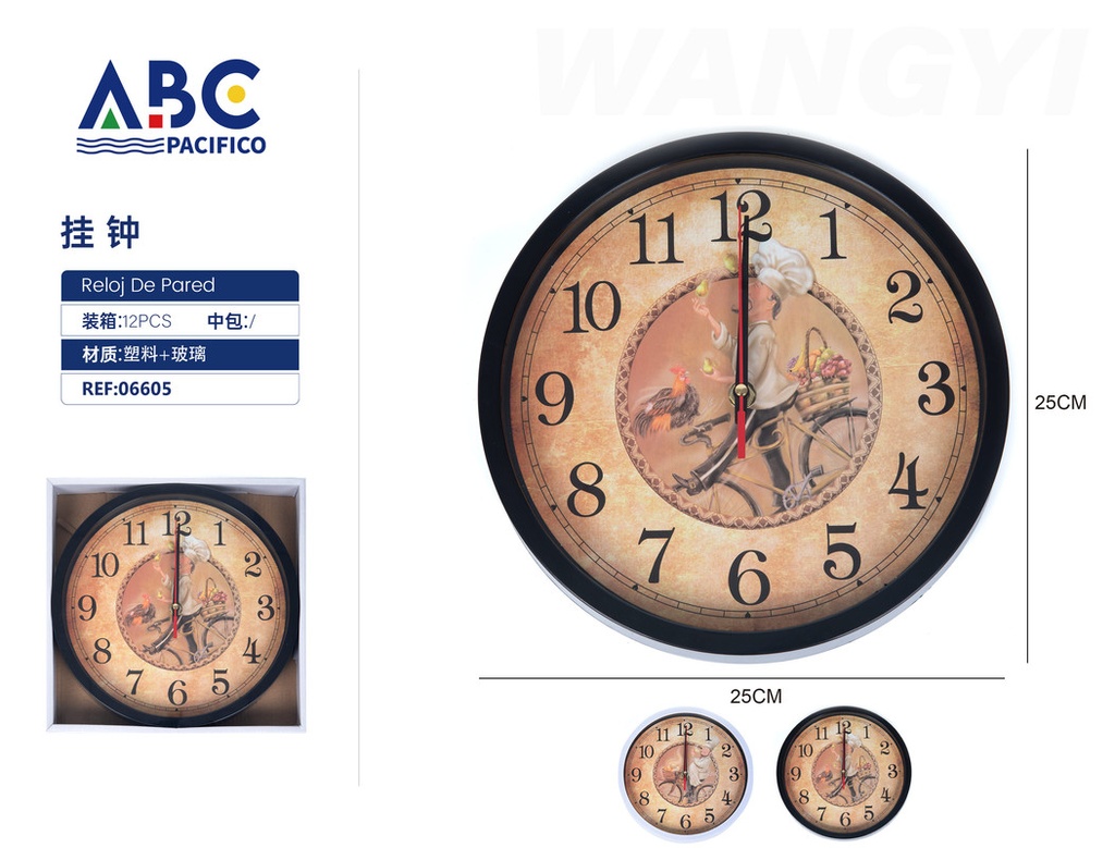 Reloj de pared con diseño 25cm