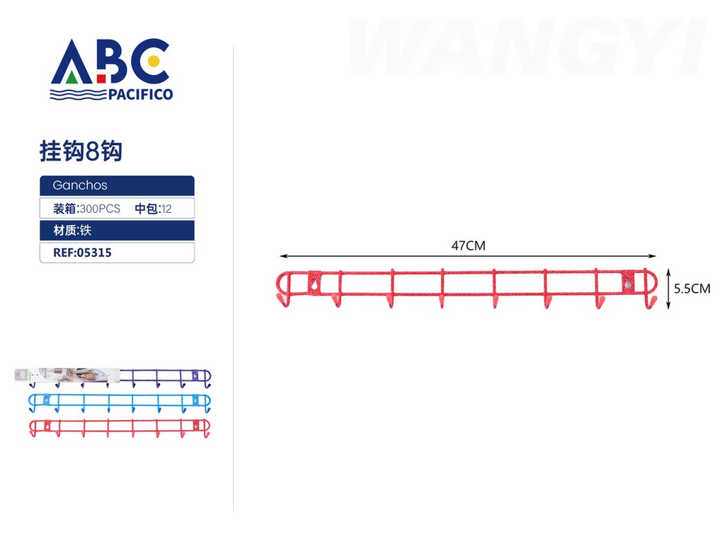 [05315] Percha de color con 8 ganchos