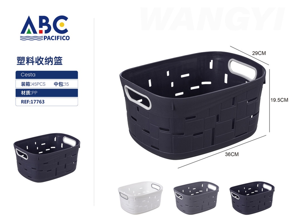 Cesta de plástico para almacenamiento con asa 36*29*19.5cm