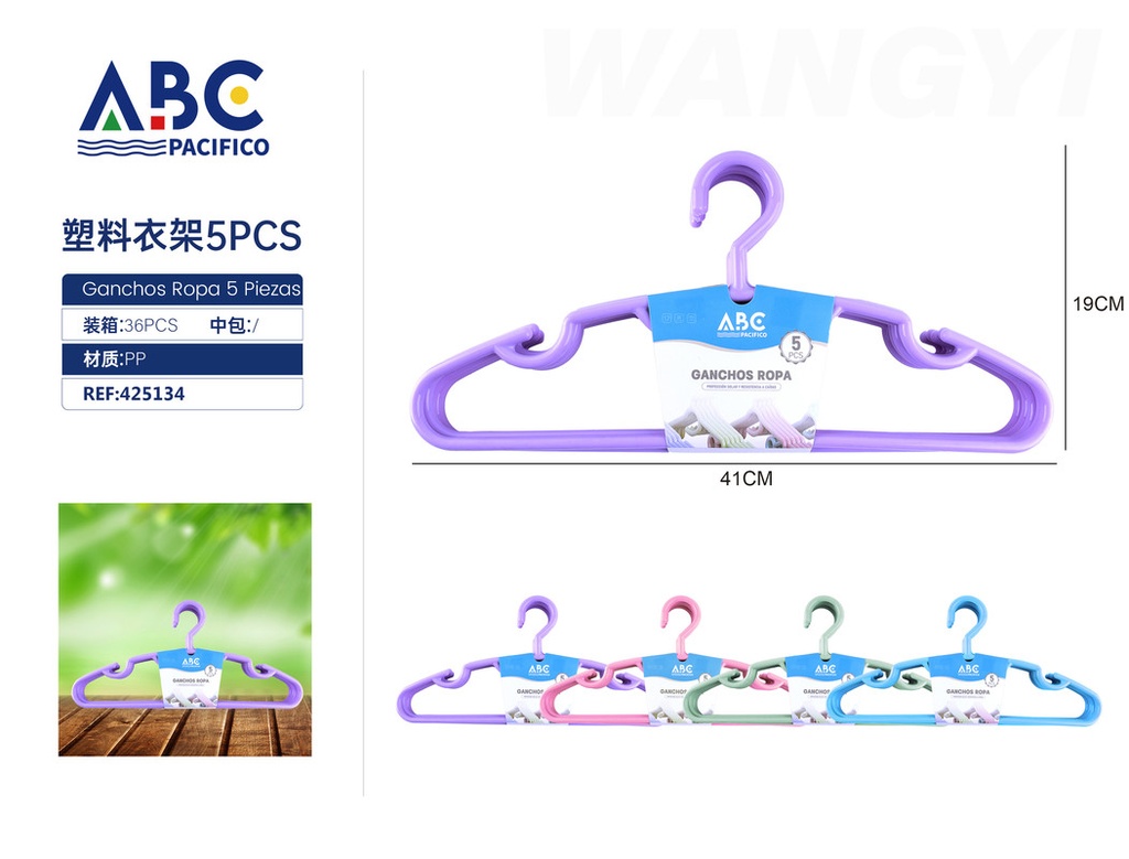 Set de 5 ganchos para ropa 41*19cm