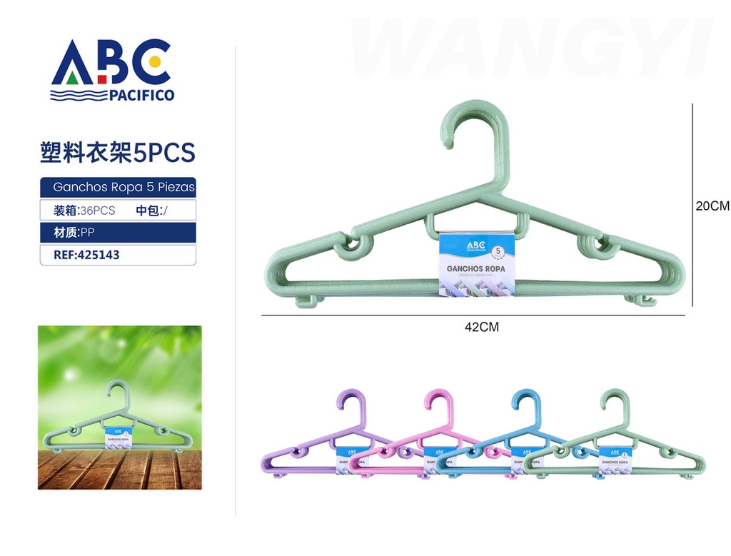 Set de 5 ganchos para ropa 42*20cm