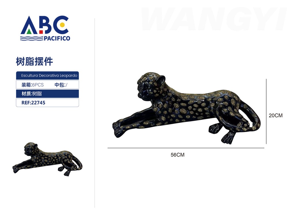 Escultura decorativa leopardo, 55*20cm