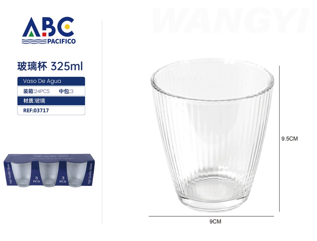 Juego de vasos de vidrio 3pzs 325ml