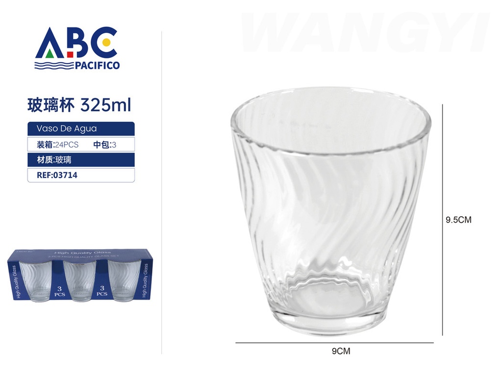 Juego de vasos de vidrio 3pzs 325ml