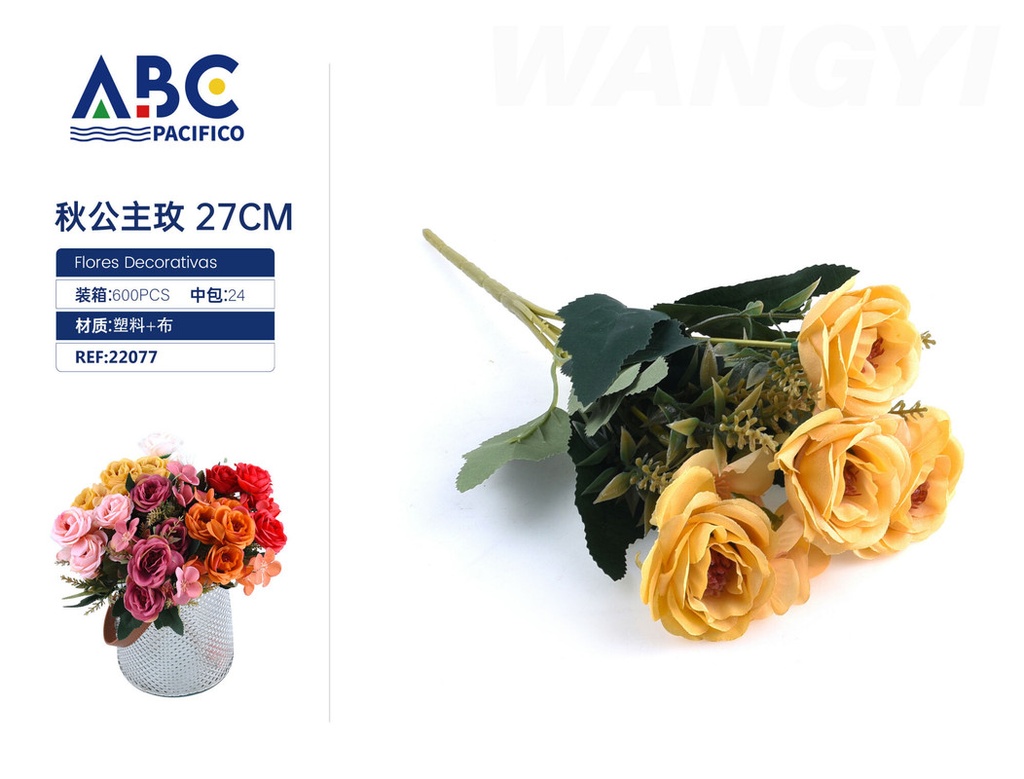 Flores decorativas, Rosas princesa de otoño, 27cm