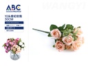 Flores decorativas, 10 rosas Xiangfei, 30cm