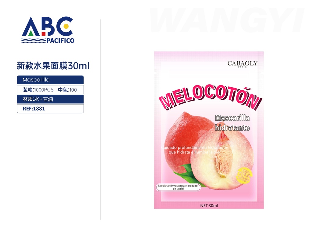 Mascarilla facial hidratante de frutas 30ml