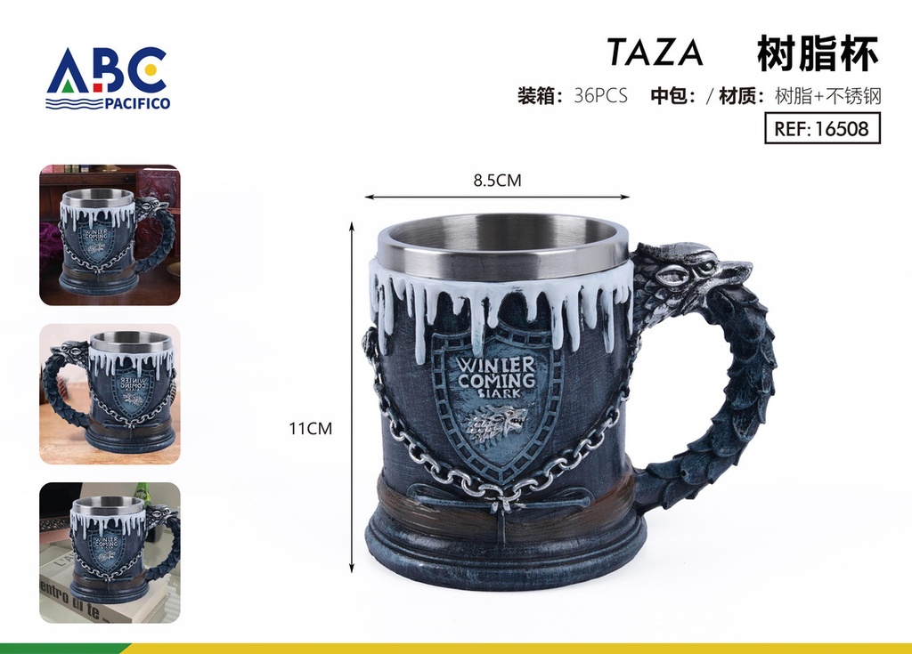 Taza de acero inoxidable con cubierta de resina 400ml