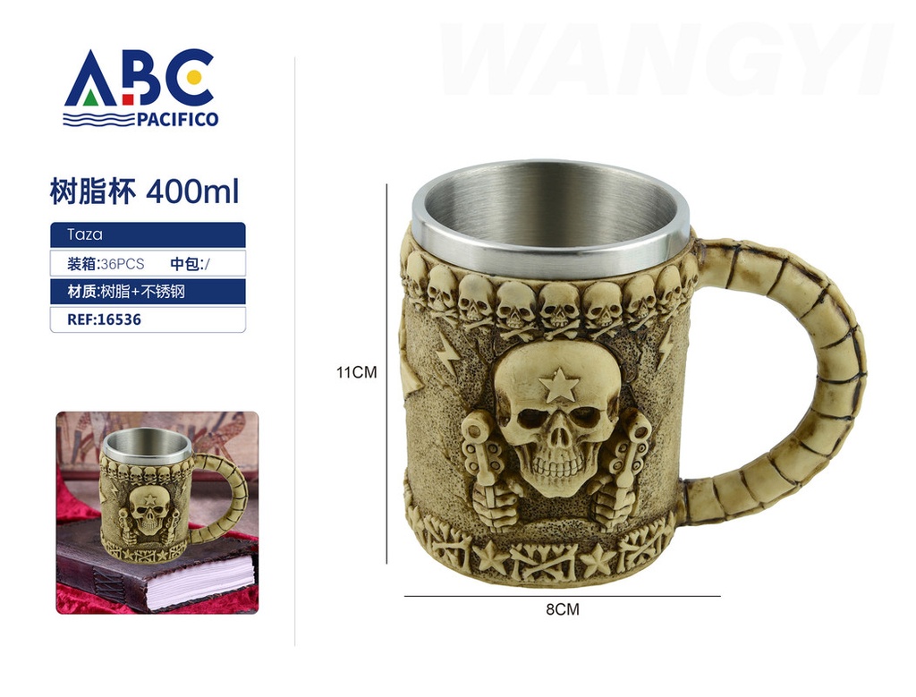 Taza de acero inoxidable con cubierta de resina 400ml