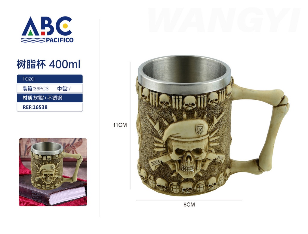 Taza de acero inoxidable con cubierta de resina 400ml