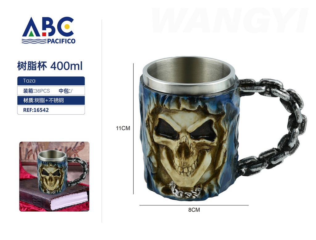 Taza de acero inoxidable con cubierta de resina 400ml