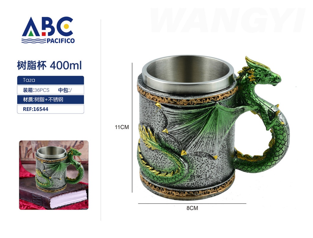 Taza de acero inoxidable con cubierta de resina 400ml