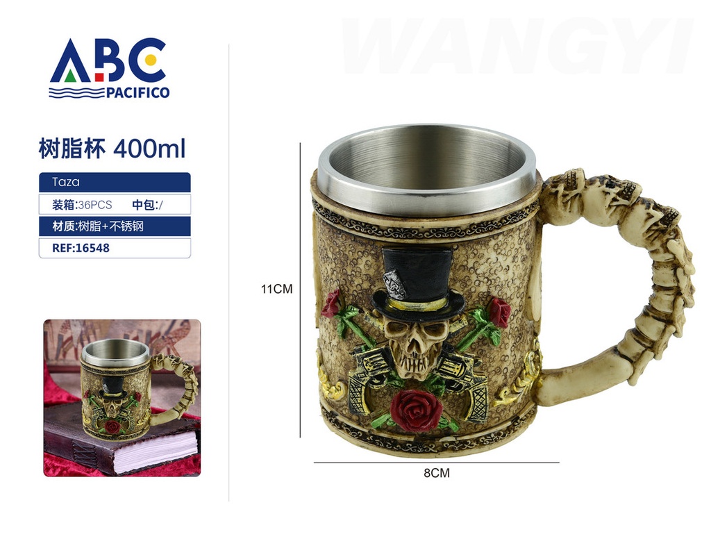 Taza de acero inoxidable con cubierta de resina 400ml