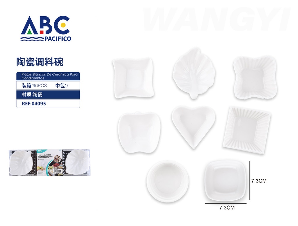 Platos blancos de ceramica para condimentos