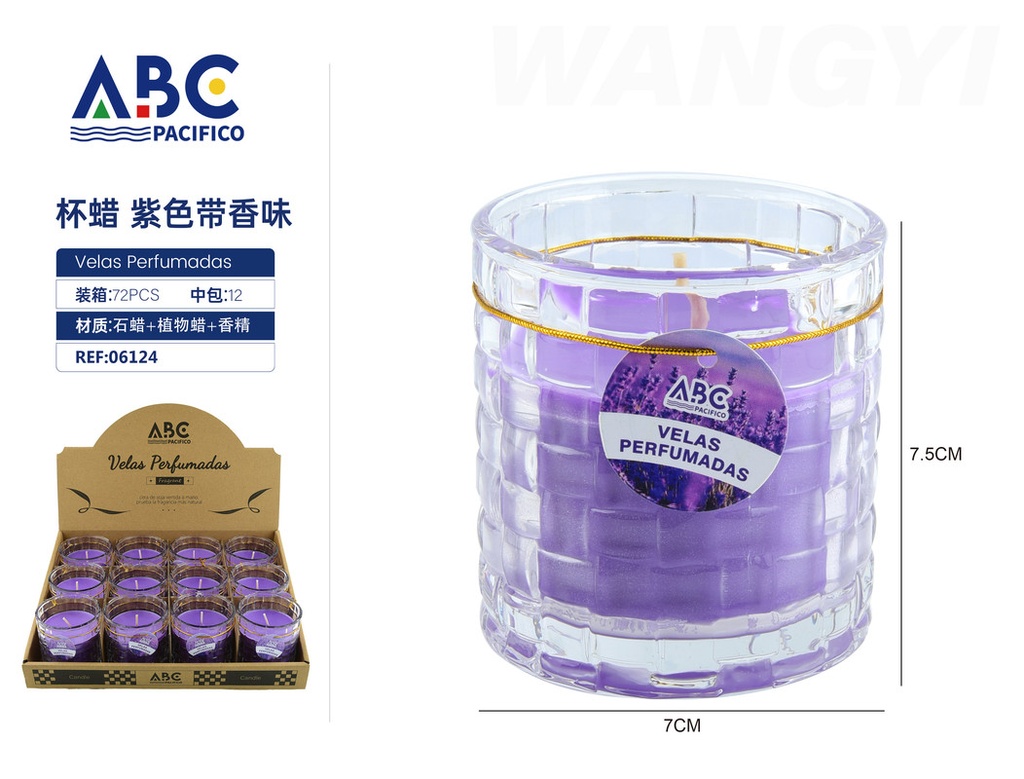 Vela perfumada en vaso (púrpura con fragancia)