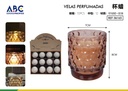 Vela de cera perfumada en vaso con relieve color marrón