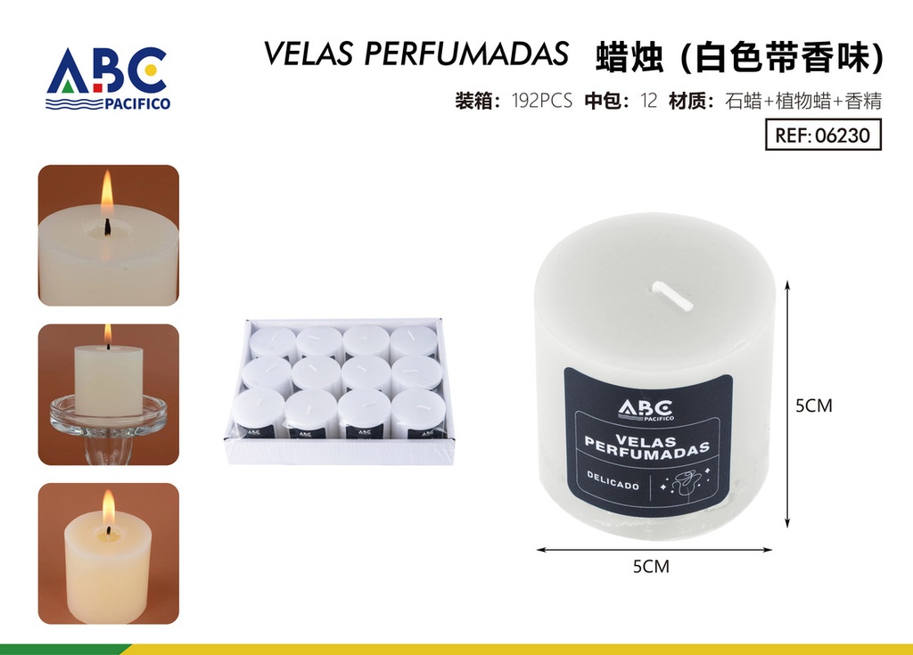 Vela blanca con fragancia