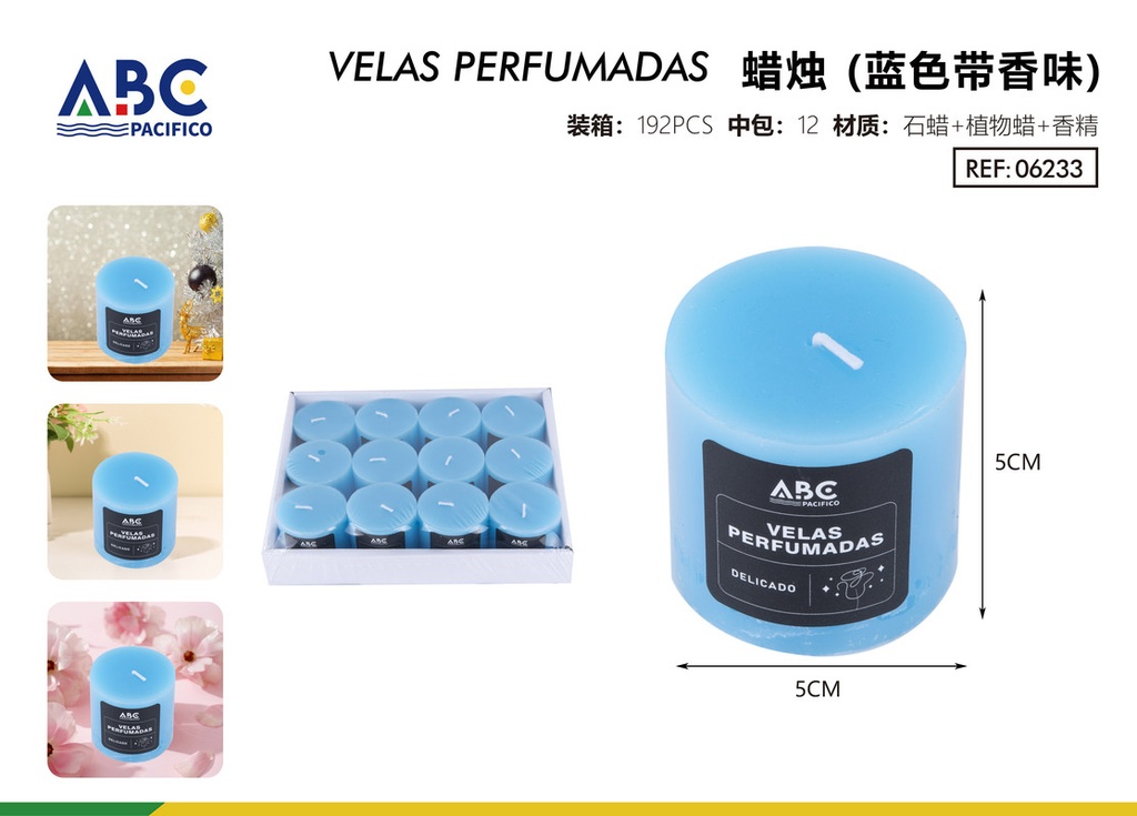 Vela azul con fragancia