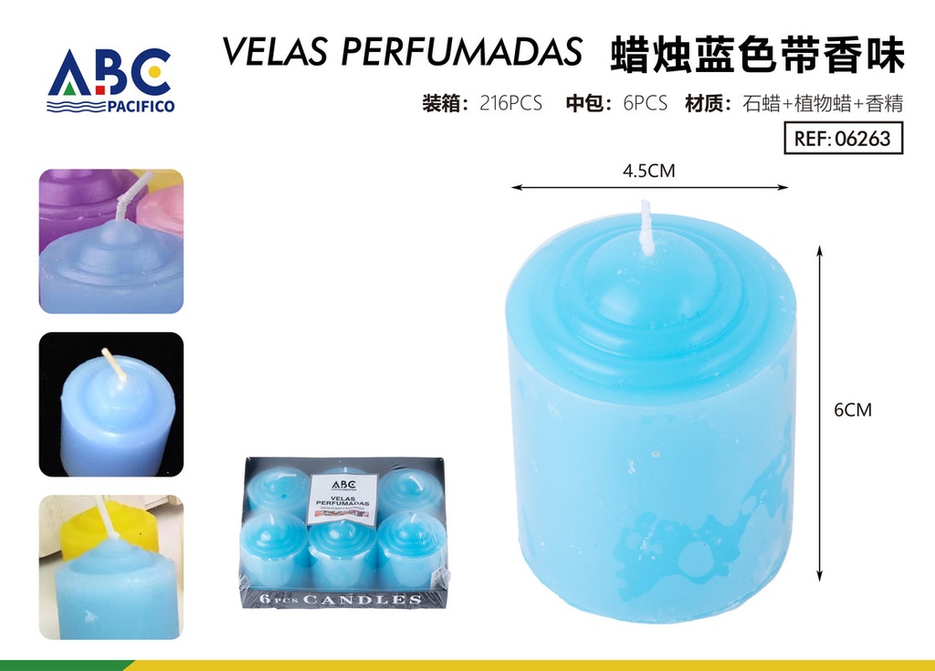 Vela azul perfumada