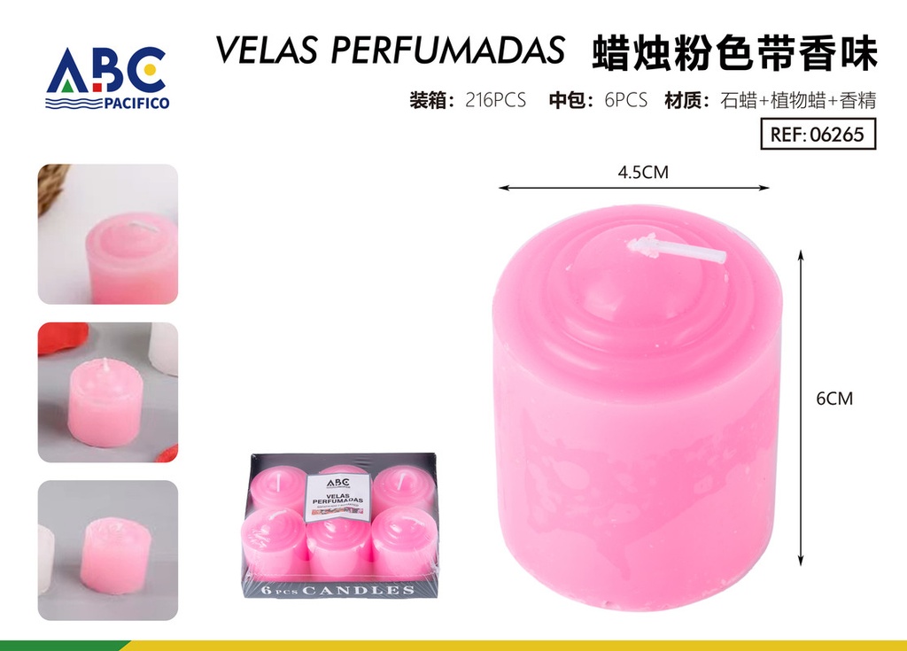 Vela rosa con fragancia