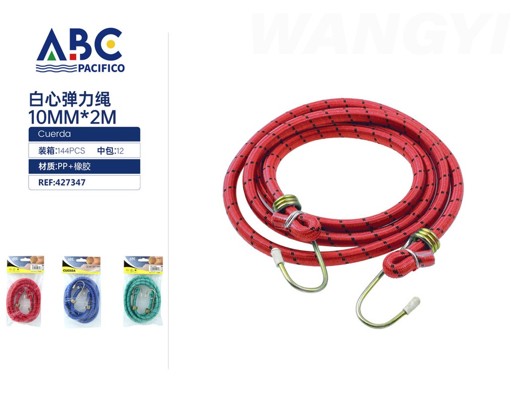 Cuerda elástica con gancho de sujeción, 10mm*2m
