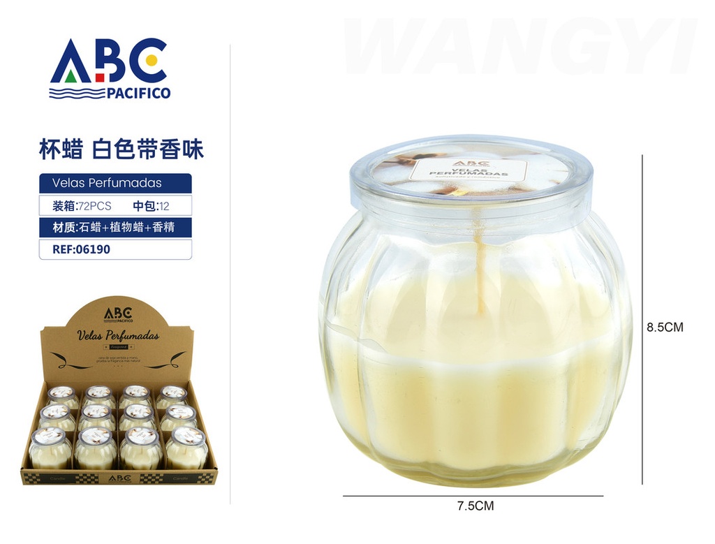 Vela perfumada en frasco con tapa (blanca con fragancia)