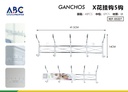 Percha con 5 ganchos dobles en color plata galvanizada