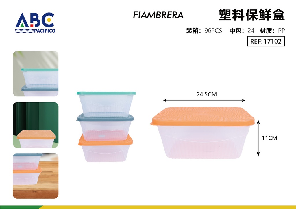 Contenedor de plástico fresh para alimentos con tapas de colores paquete de 24 pzs
