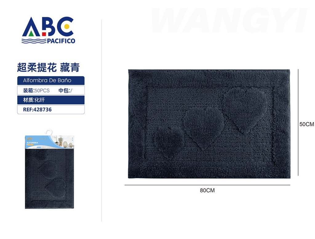 Tapete rectangular de tela para baño azul 50*80cm