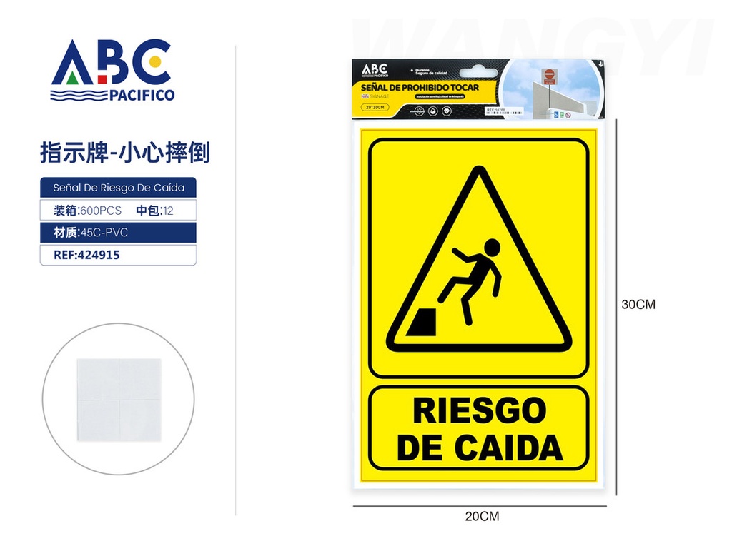 Señal de riesgo de caída  20*30cm