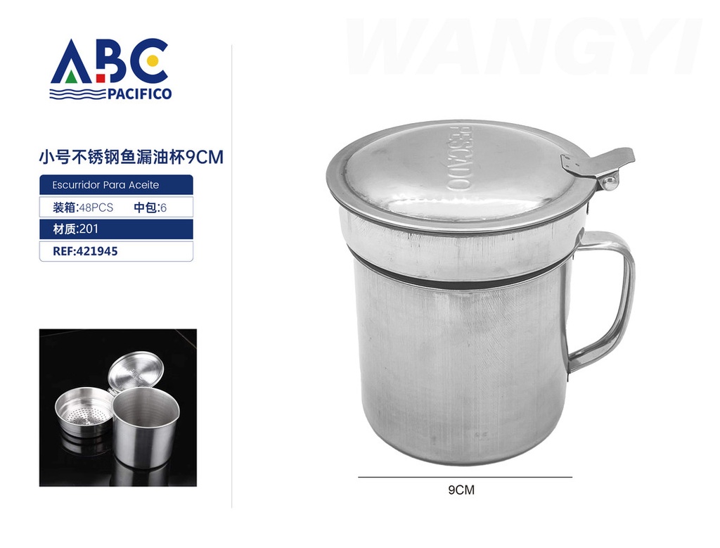 Vaso pequeño con tapa en acero inoxidable, 9cm