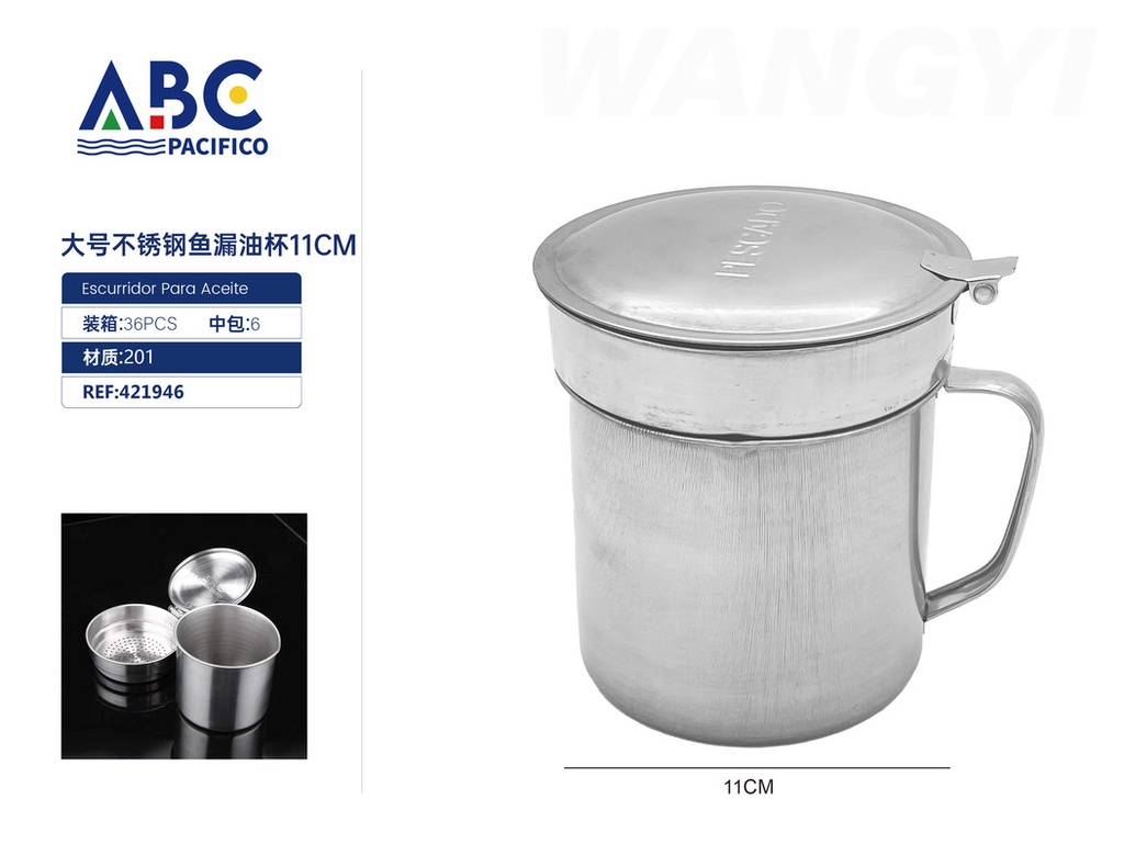 Vaso grande con tapa en acero inoxidable, 11cm