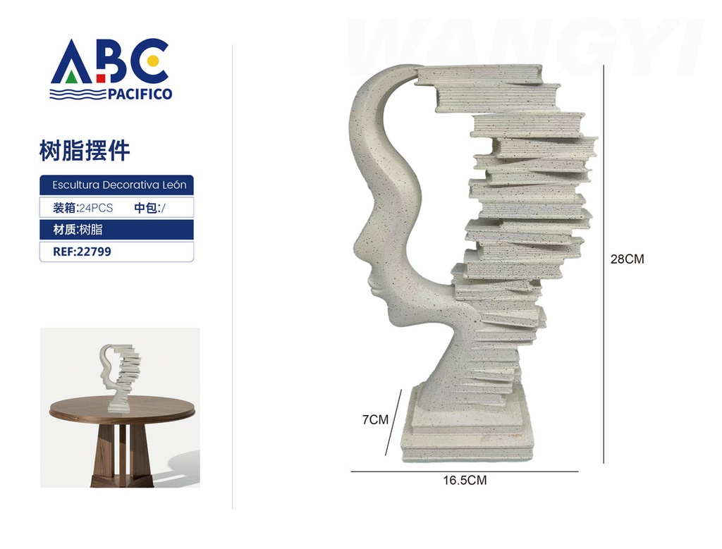 Escultura decorativa en resina, 16.5*7*28cm
