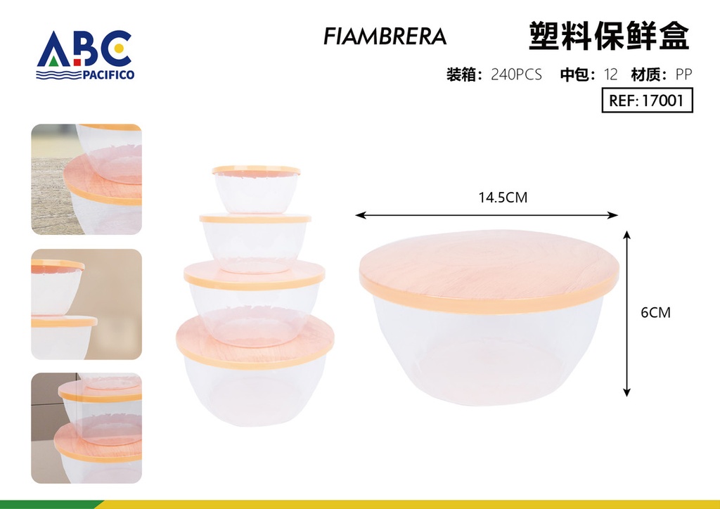 Fiambrera de plástico con tapa para almacenaje 14.5*6cm paquete 12 piezas