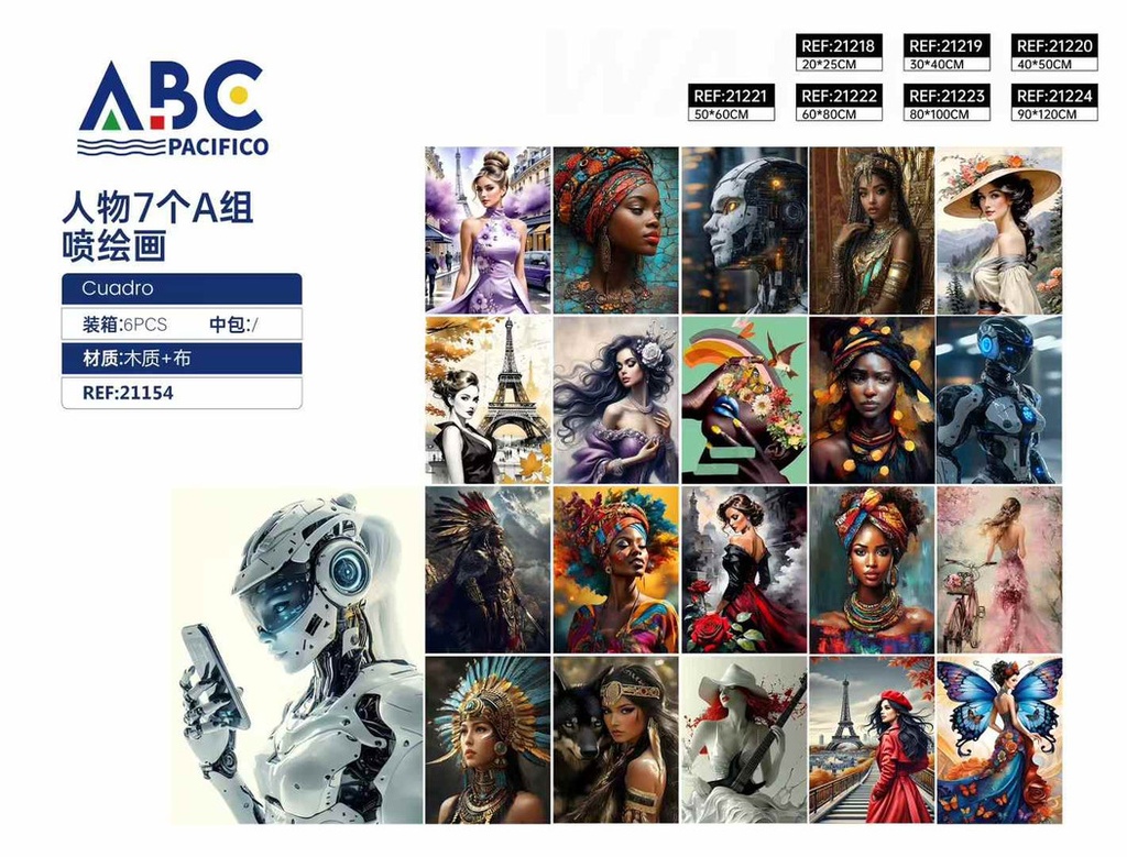 Cuadro, Pintura de impresión de grupo A con 7 dimensiones de la figura