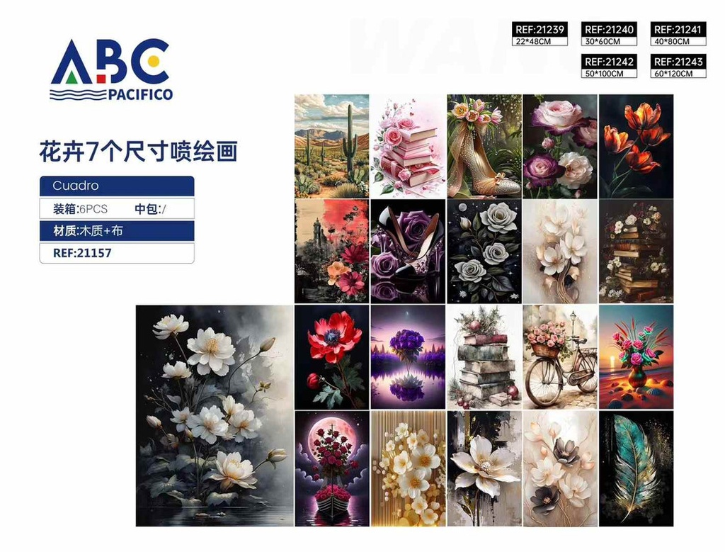 Cuadro, Impresión artística de flores en 7 tamaños del grupo B