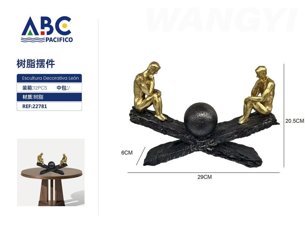 Escultura decorativa en resina, 29*20.5*6cm