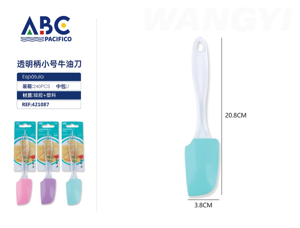 Espátula para cortar con mango de plástico transparente, 20.8*3.8cm